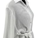 LAmade Andria Gauze Women’s Long Sleeve Tie Waist Button Front Shirt Dress White Size M Photo 4