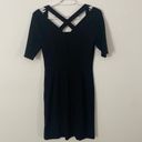 Boston Proper Black Bodycon Short Sleeve Dress with Criss Cross Straps size 2 Photo 3