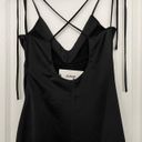 Jason Wu  Black Satin Tie Strap low black slip midi dress ruched S Photo 3