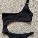 Matte Collection black ribbed one piece cut out bikini. Size XS Photo 2