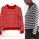 Banana Republic  Stripe Cotton Blend Cropped Sweater Red / Orange ish Pink Crop M Photo 1