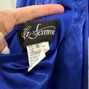 La Femme  29858 Blue Satin Cross Back Gown 6 Photo 6