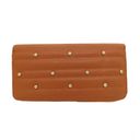 Cognac Brown Gold Studded Zipper Wallet — Wristlet — Vegan Leather — New Photo 2