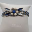 Vintage Blue  & Silver Rhinestone Flower Bracelet Photo 0