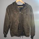 Guess  olive green satin hooded bomber jacket Photo 4