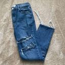 Reformation  Jeans Blue Distressed High and Skinny Crop Jeans in Syracuse Photo 0