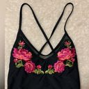 Xhilaration 🌸(3/$20) floral embroidered black mesh inset one piece swimsuit Photo 3