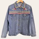 Bill Blass  Vintage Jean Jacket Embellished Ribbon Embroidery Y2K Girlie Roses Sm Photo 0