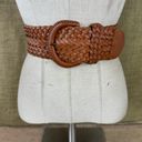 Vintage Women’s Tan Woven Leather Belt And Buckle 0 Photo 8