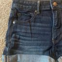 American Eagle Dark Blue Denim Jean Shorts, Super Stretch, Hi-Rise Shortie Photo 7