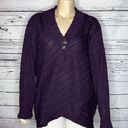 Suzanne Betro Weekend  NWT 4X Purple Cableknit Tulip Hemline V-Neck Sweater Top Photo 0