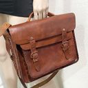 Vintage Handmade Brown Leather Brooklyn Style Briefcase Messenger Satchel Bag Photo 0