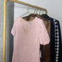 Kensie  Blush Pink Lace Puff-Sleeve Flutter-Hem Shift Mini Dress Photo 5