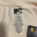 MTV top yellow floral short sleeve cutoff shirt New music television tee Sz L Size L Photo 1