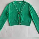 CAbi  Wallis Retro Cropped Burst of MintJulep Green Cardigan Embellished Buttons Photo 2
