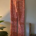 ZARA Pink and Cream Floral Checkered Patterned High Waisted Flare Pants size XS Photo 4