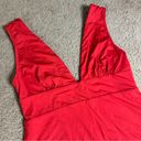 ANDIE  Mykonos Plunge One-Piece Long Torso Swimsuit in Cherry Red Sz. Large Tall Photo 7