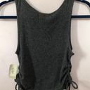 Gilly Hicks by Hollister Ruched Drawstring Gray Ribbed Cropped Tank Photo 2