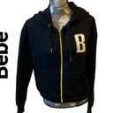 Bebe  Black Hooded Zip Up Sweatshirt size large Photo 0