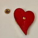 Vintage double heart hand painted pin Red Photo 3