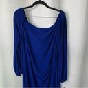 Ralph Lauren Lauren  blue ruched long sleeves boat neck jersey dress size 16 Photo 1