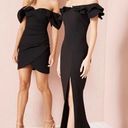 Elliatt  Raja Ruffle Sleeve High Slit Dress in Black Size X-Large Photo 2