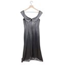 Oleg Cassini  Beaded Ruched Metallic Off-Shoulder Sheath Gown Gunmetal Size 12 Photo 13