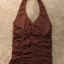 BCBGMAXAZRIA Brown Ruched Halter Top Photo 0