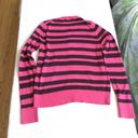 Loft NWT Ribbon Stripe Crewneck Cardigan Sweater Pink, Brown Rabbit Hair - Sz Medium Photo 8