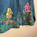 Vintage The Tog Shop Spring Floral Embroidered Denim Jacket Shacket Blue Large Photo 3