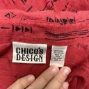 Chico's  LINEN BLEND BUTTON UP SHIRT WOMENS SIZE 3 (XL) Red Artsy Print Photo 2