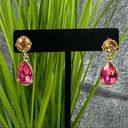 Dillard’s Earrings Teardrop Rhinestone Jewel Dangle Drop Fashion Pink Amber NWT Photo 1