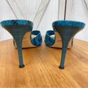 Brian Atwood  Maritima Snake Print Heeled Mule Sandals Turquoise 8.5 Photo 4