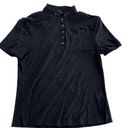 DKNY  Shirt Women Small Black Printed Short Sleeve Button Collared Golf Polo Poly Photo 0