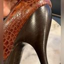 DKNY  Brown & Tan Spool Heels Animal Print SZ 7 Made In Italy 🇮🇹 Heel is 4 inch Photo 12