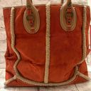 Carlisle Vintage Rare  Large Orange Suede Brown Fur Lined Tote Bag Purse Photo 1