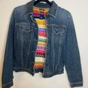 Gap  Denim Trucker Jean Jacket Rainbow Southwestern Wool Lining Sz Small Vintage Photo 2