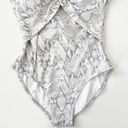 DKNY [] Snake Print White Gray Peek-A-Boo Twist Front One Piece Swimsuit NWT Photo 4