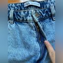 ZARA  Denim Jean Shorts High Rise Mom Shorts Rigid 5” Light Blue Wash size 14 Photo 4