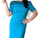 Oleg Cassini  Vintage Electric Blue Beaded Sheath Dress Size 8 Photo 0