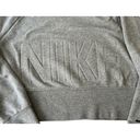 Nike Sweatshirt Women Small Gray Pull Over Crew Neck Sweater Embossed Crop Top Photo 3