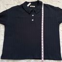 Madewell Top Variegated Rib Boxy Polo Shirt Long Sleeve True Black M NWT New Photo 11