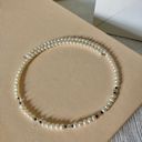 American Vintage Vintage “Dzia” Freshwater Pearl Wire Choker 15” Rhinestone Crystal Minimal White Photo 3