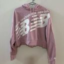 New Balance Pre-Owned LG  Pink/White Logo Cropped Hooded Long Sleeve Shirt Photo 0