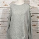 Caslon  Ruffle Trim Cold Shoulder Sweatshirt - Gray - Small Photo 10