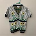 The Loft Vintage Sweater Short Sleeve Sunflower Button Front Cardigan Watering Can Photo 0