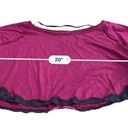 We The Free  Hot Raspberry Pink crop top gray lace trim Oversized NEW Size SMALL Photo 7