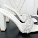 Simmi London  Diamanté Rhinestone Block Heel Mule Sandal Shoes White 7 Photo 2