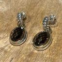 David Yurman  Sterling Silver & 18K Gold Oval Smokey Quartz Drop Dangle Earrings Photo 4