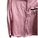 Victoria's Secret  Women's Medium Satin PJ Set Logo V Pink Black & White Striped Photo 6